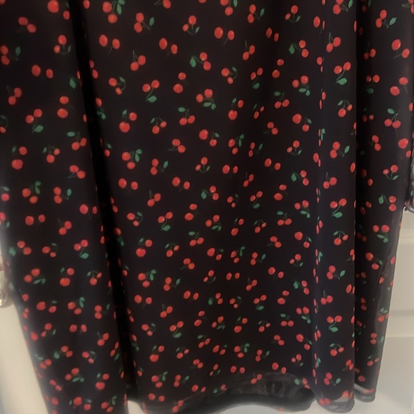 ASOS cherry sheer black and red midi dress plus size 24 fully lined indie boho - Picture 13 of 15